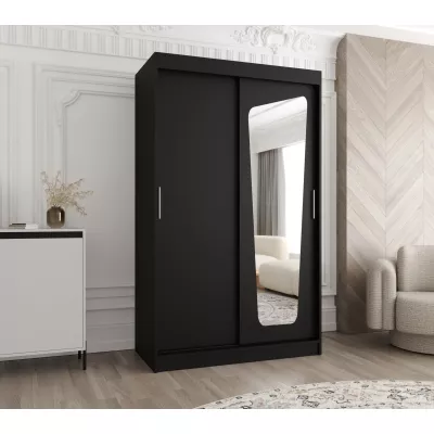Šatníková skriňa 120 cm ZAMIRA so zrkadlom - čierna