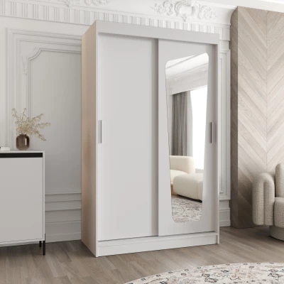Šatníková skriňa 120 cm ZAMIRA so zrkadlom - biela