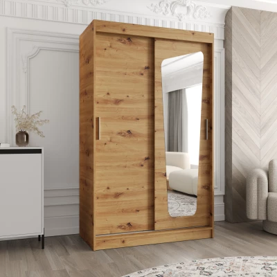 Šatníková skriňa 120 cm ZAMIRA so zrkadlom - dub artisan