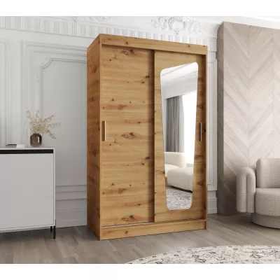 Šatníková skriňa 120 cm ZAMIRA so zrkadlom - dub artisan