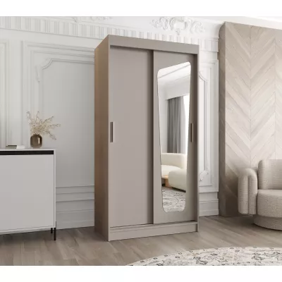 Šatníková skriňa 100 cm ZAMIRA so zrkadlom - kašmírová