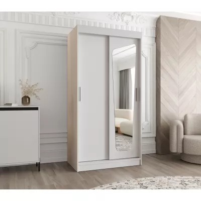 Šatníková skriňa 100 cm ZAMIRA so zrkadlom - biela