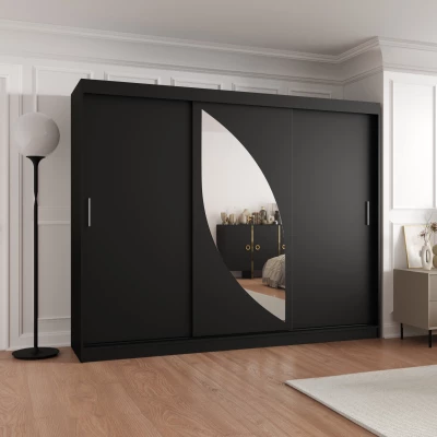 Šatníková skriňa 250 cm SUDENA s posuvnými dverami - čierna
