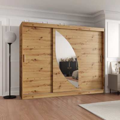 Šatníková skriňa 250 cm SUDENA s posuvnými dverami - dub artisan