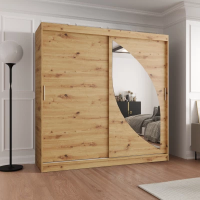 Šatníková skriňa 200 cm SUDENA s posuvnými dverami - dub artisan