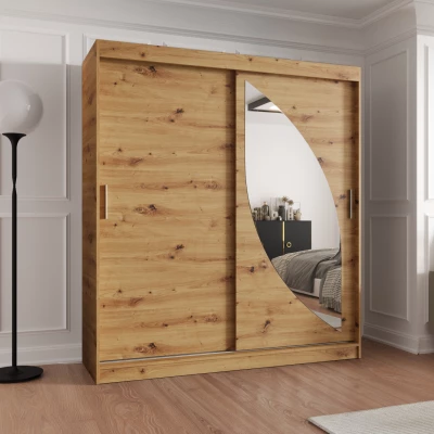 Šatníková skriňa 180 cm SUDENA s posuvnými dverami - dub artisan
