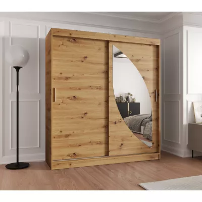 Šatníková skriňa 180 cm SUDENA s posuvnými dverami - dub artisan