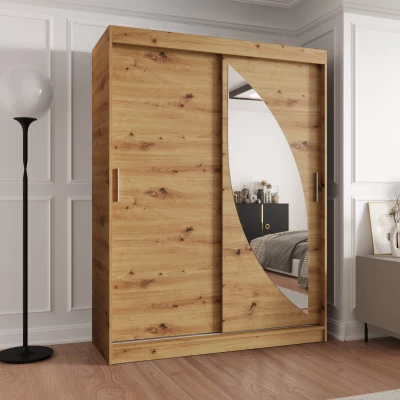Šatníková skriňa 150 cm SUDENA s posuvnými dverami - dub artisan