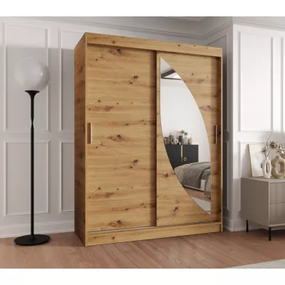Šatníková skriňa 150 cm SUDENA s posuvnými dverami - dub artisan