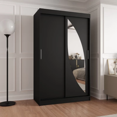 Šatníková skriňa 120 cm SUDENA s posuvnými dverami - čierna