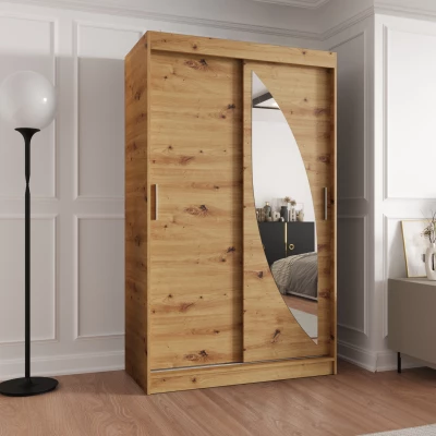 Šatníková skriňa 120 cm SUDENA s posuvnými dverami - dub artisan