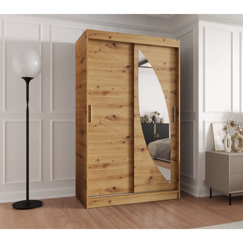 Šatníková skriňa 120 cm SUDENA s posuvnými dverami - dub artisan