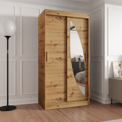 Šatníková skriňa 100 cm SUDENA s posuvnými dverami - dub artisan