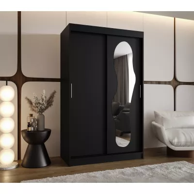 Šatníková skriňa 120 cm BEYZA so zrkadlom - čierna