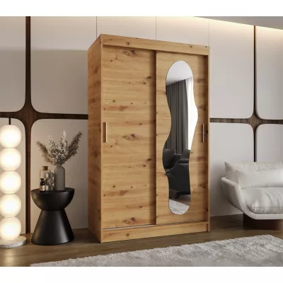 Šatníková skriňa 120 cm BEYZA so zrkadlom - dub artisan