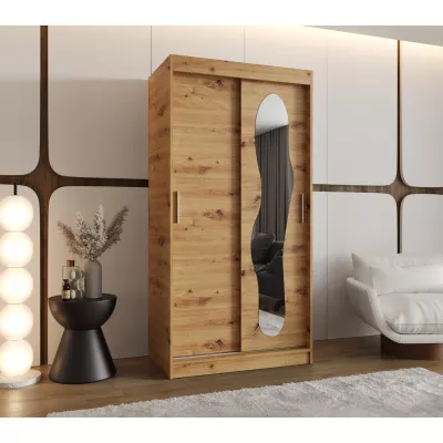 Šatníková skriňa 100 cm BEYZA so zrkadlom - dub artisan