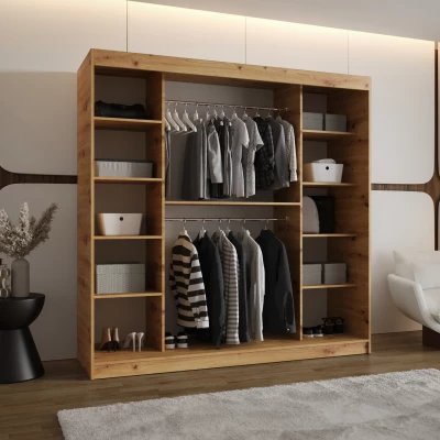 Šatníková skriňa 200 cm ROZANA - dub artisan