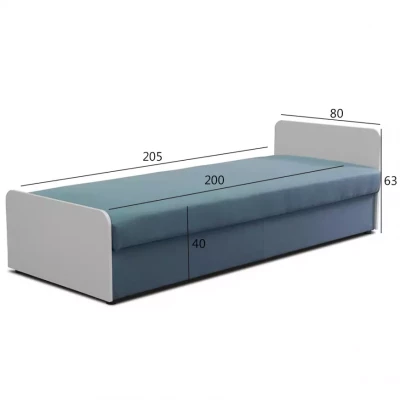 Detská jednolôžková posteľ 80x200 JANNA - modrá / biela