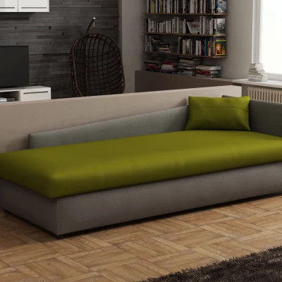 Váľanda 80x200 RUOXI s úložným priestorom - šedá / zelená