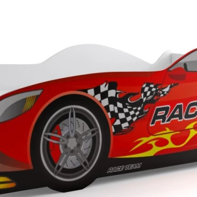 Detská posteľ v tvare auta 80x160 RACER s matracom - červená