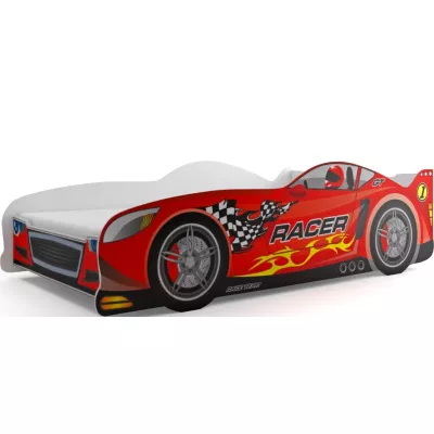 Detská posteľ v tvare auta 80x160 RACER s matracom - červená