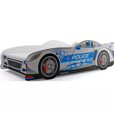 Detská posteľ v tvare auta 80x160 POLÍCIA - strieborná