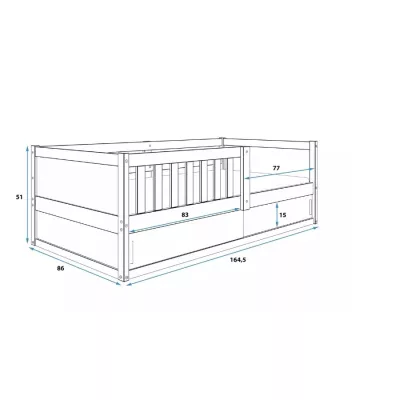 Detská posteľ 80x160 AGAPI 2 s matracom - borovica / biela