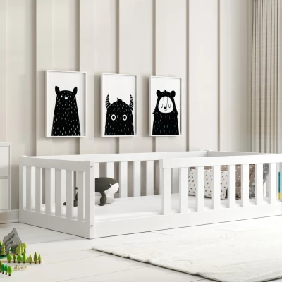 Detská posteľ 80x160 SELENE s matracom a zábranou - biela