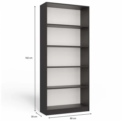 Úzka knižnica RAUNO - 80 cm, antracit