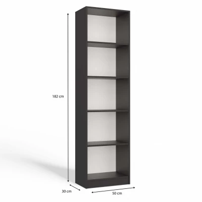 Úzka knižnica RAUNO - 50 cm, antracit