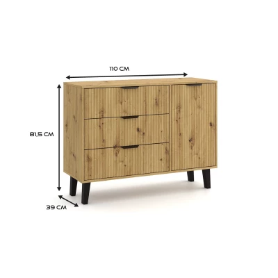 Kombinovaná komoda SITIVE SLIM - dub artisan / čierna