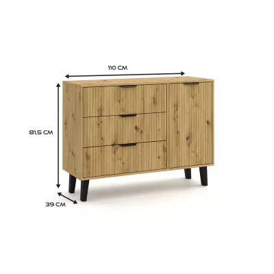 Kombinovaná komoda SITIVE SLIM - dub artisan / čierna