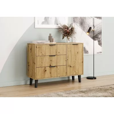 Kombinovaná komoda SITIVE SLIM - dub artisan / čierna