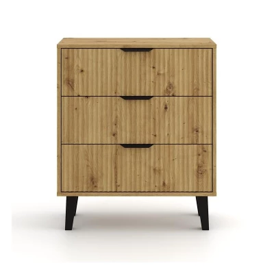 Komoda so šuplíkmi SITIVE SLIM - dub artisan / čierna