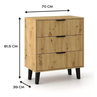 Komoda so šuplíkmi SITIVE SLIM - dub artisan / čierna