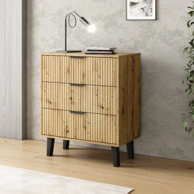 Komoda so šuplíkmi SITIVE SLIM - dub artisan / čierna
