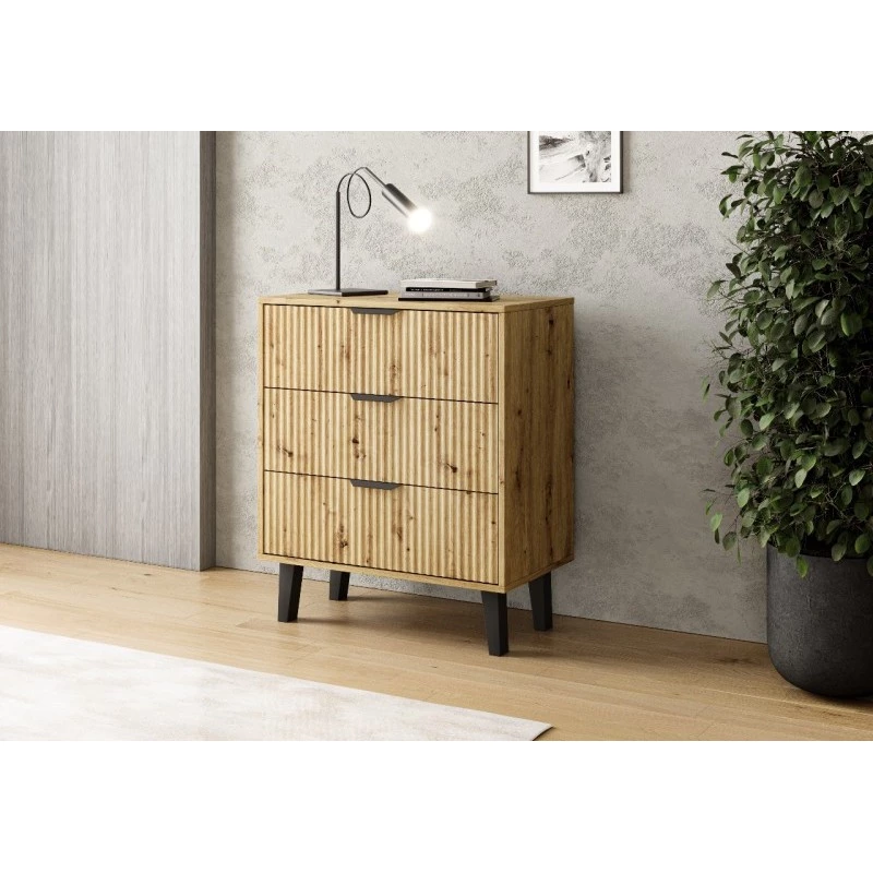 Komoda so šuplíkmi SITIVE SLIM - dub artisan / čierna
