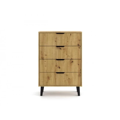 Šuplíková komoda SITIVE SLIM - dub artisan / čierna