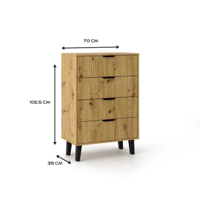Šuplíková komoda SITIVE SLIM - dub artisan / čierna