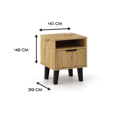 Nočný stolík SITIVE SLIM - dub artisan / čierny