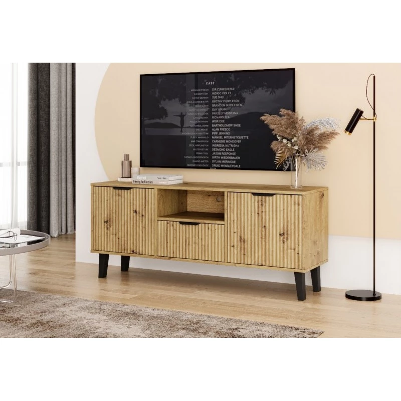 Televízny stolík SITIVE SLIM - dub artisan / čierny