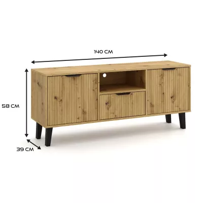 Televízny stolík SITIVE SLIM - dub artisan / čierny