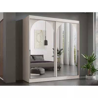 Šatníková skriňa so zrkadlom 200 cm IVAFE - kašmír / čierna