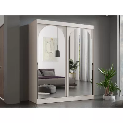 Šatníková skriňa so zrkadlom 180 cm IVAFE - kašmír / čierna