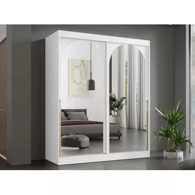 Šatníková skriňa so zrkadlom 180 cm IVAFE - biela / zlatá