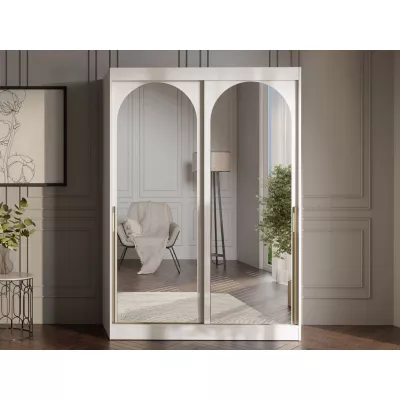 Šatníková skriňa so zrkadlom 150 cm IVAFE - kašmír / zlatá