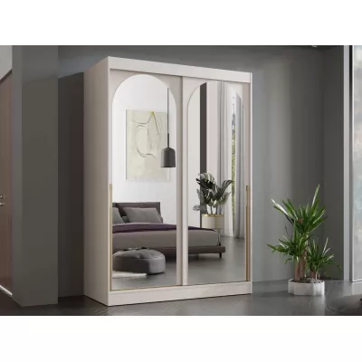 Šatníková skriňa so zrkadlom 150 cm IVAFE - kašmír / zlatá