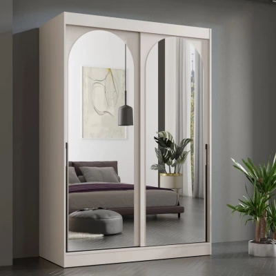 Šatníková skriňa so zrkadlom 150 cm IVAFE - kašmír / čierna