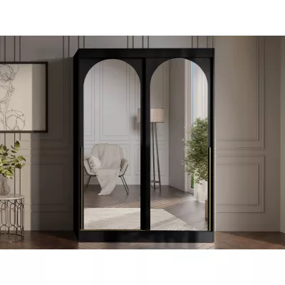Šatníková skriňa so zrkadlom 150 cm IVAFE - čierna / zlatá