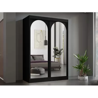 Šatníková skriňa so zrkadlom 150 cm IVAFE - čierna